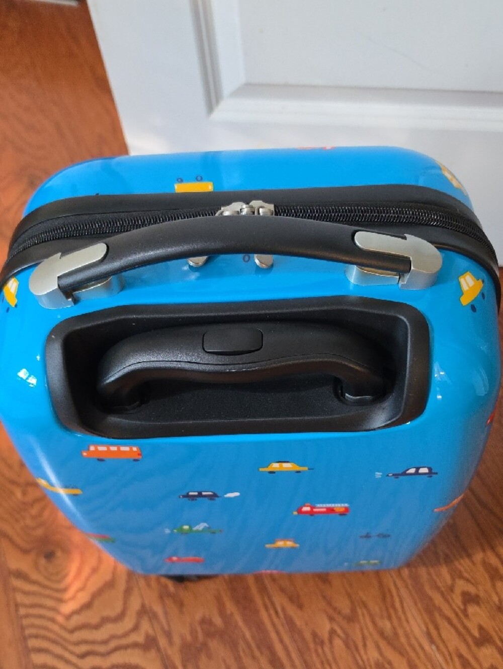 Marshalls Bright Blue Kids Rolling Suitcase with Colorful Car Print - Picture 4 of 14
